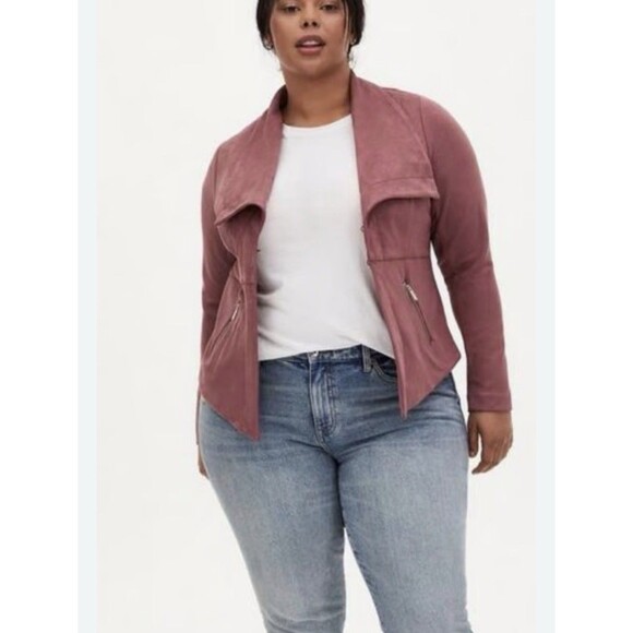 torrid Jackets & Blazers - Torrid Jacket Womens 2 Large Blazer Motorcycle Suede Zip Pocket Stretch Moto Pin